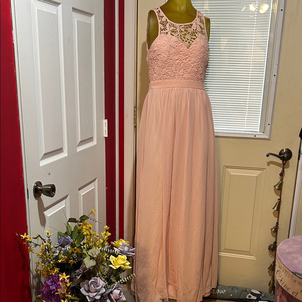 EUC Filly Flair Blush Lace Maxi Dress